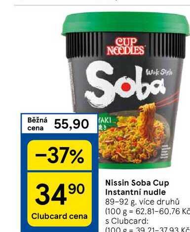 Nissin Soba Cup Instantní nudle, 89-92 g, více druhů 