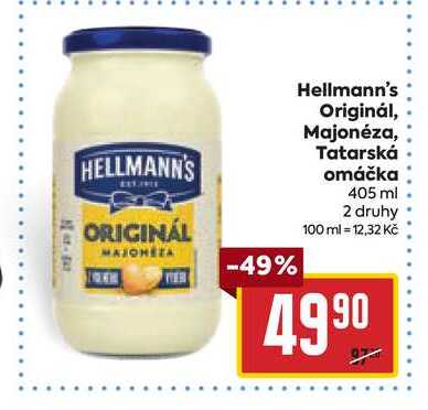 Hellmann's Originál, Majonéza, Tatarská omáčka 405 ml
