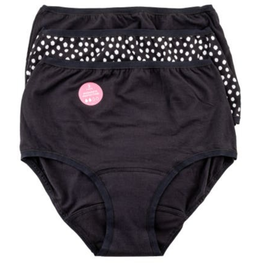 Marks & Spencer Menstruační kalhotky vyššího střihu, středně savé, mix barev s puntíkem, 3 ks, vel. 6