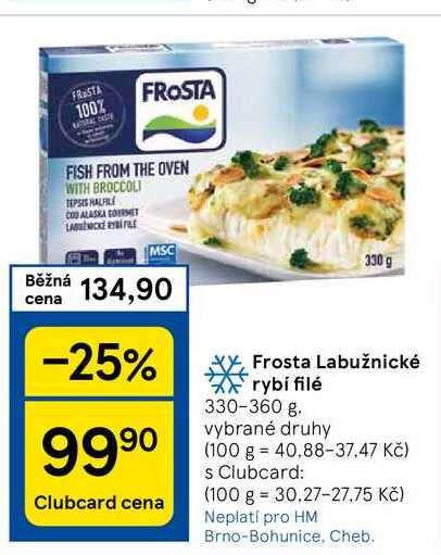Frosta Labužnické rybí filé, 330-360 g. vybrané druhy 