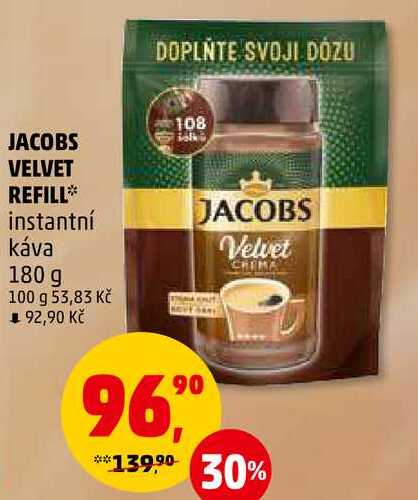 JACOBS VELVET REFILL instantní káva, 180 g