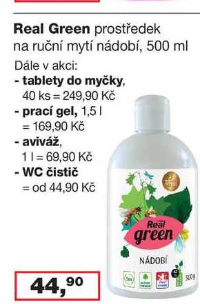 Real Green prostředek na ruční mytí nádobí, 500 ml 
