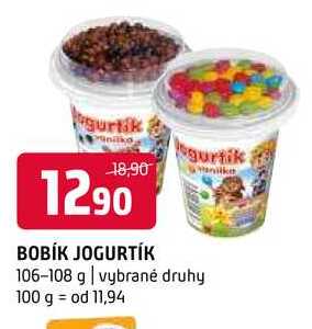 Bobík jogurtík 106-108 g vybrané druhy 