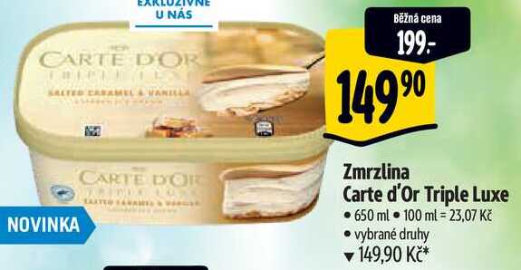 Zmrzlina Carte d'Or Triple Luxe, 650 ml