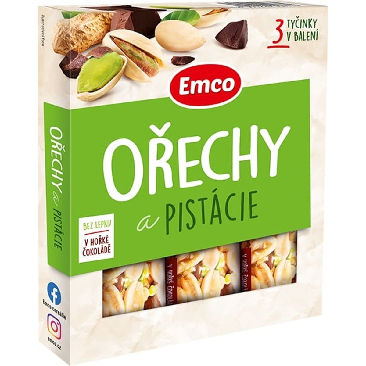 Emco Tyčinky ořechy a pistácie 3x35g