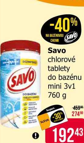 Savo chlorové tablety do bazénu mini 3v1 760 g 