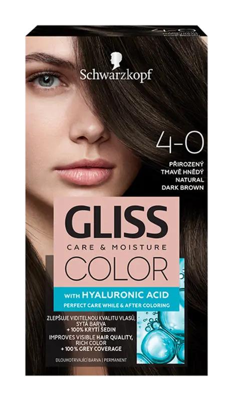 Gliss Color Barva na vlasy 4-0 přirozená tmavě hnědá, 1 ks