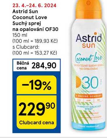 Astrid Sun Coconut Love Suchý sprej na opalování OF30, 150 ml 