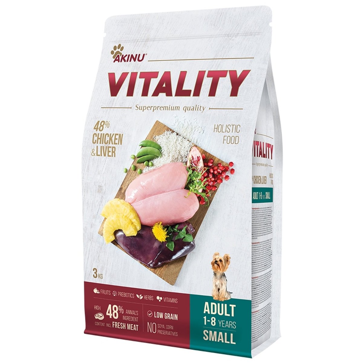 Akina Vitality granule s kuřecím a játry pro psy malých plemen