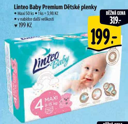 Linteo Baby Premium Dětské plenky, Maxi 50 ks