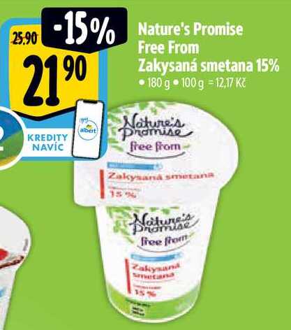 Nature's Promise Free From Zakysaná smetana 15%, 180 g 