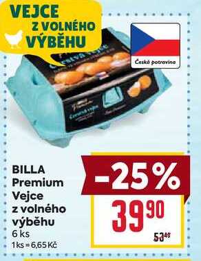 BILLA Premium Vejce z volného výběhu 6 ks