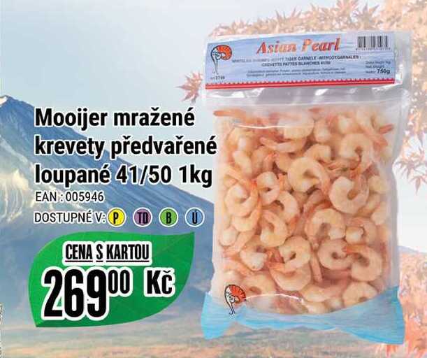 Mooijer mražené krevety předvařené loupané 41/50 1kg 