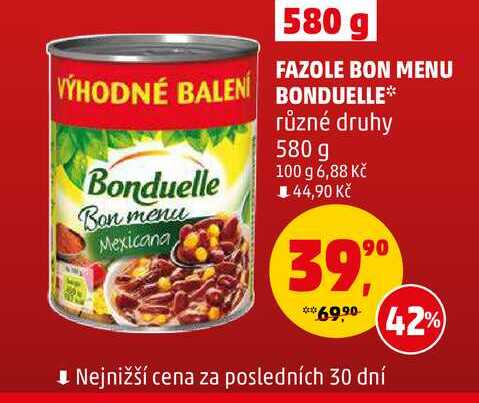 Bonduelle Bon Menu fazole 580g, vybrané druhy