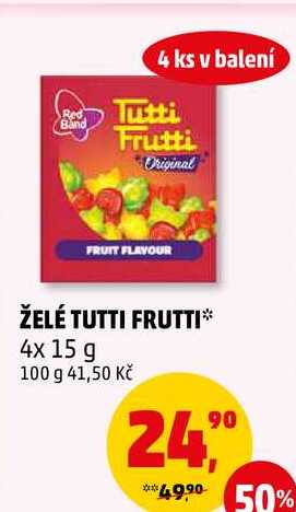 Red Band Tutti Frutti Cars želé s ovocnou příchutí 4x15g