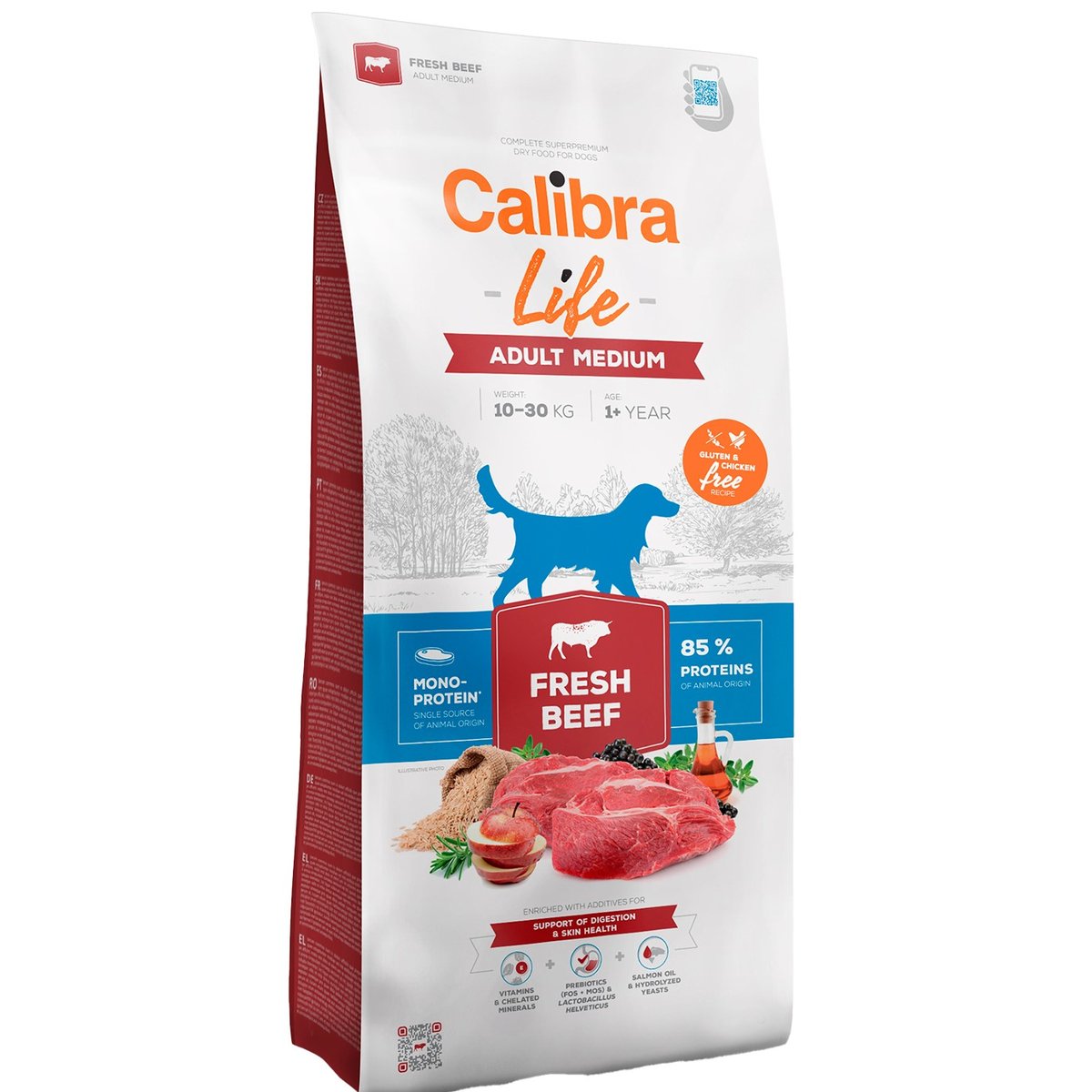 Calibra Dog Life granule pro dospělé psy středních plemen s hovězím