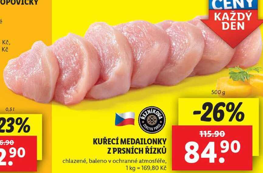 KUŘECÍ MEDAILONKY Z PRSNÍCH ŘÍZKŮ, 500 g