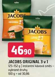 Jacobs 3v1 (2v1, Latte) instantní káva různé druhy v akci