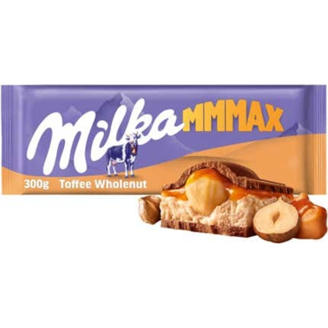 Milka Čokoláda Mmmax Toffee Whole Nuts mléčná s oříšky a karamelem