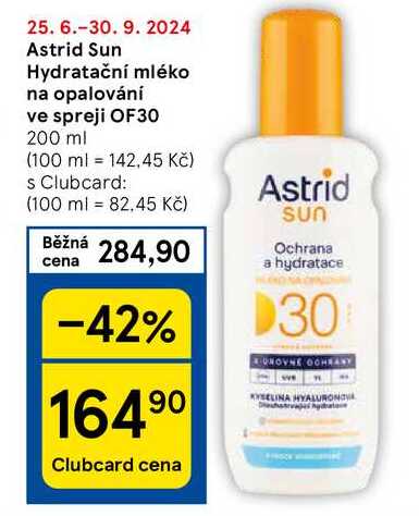 Astrid Sun Hydratační mléko na opalování ve spreji OF30, 200 ml