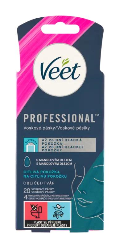 Veet Voskové pásky na obličej pro citlivou pokožku, 20 ks
