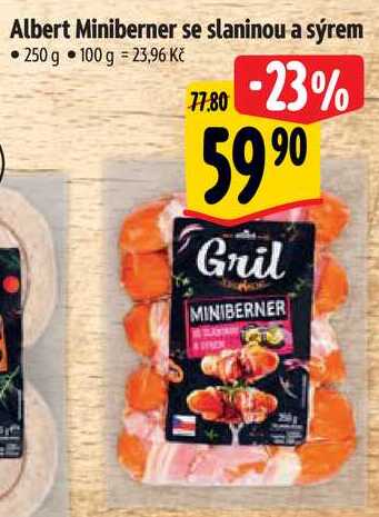 Albert Miniberner se slaninou a sýrem, 250 g