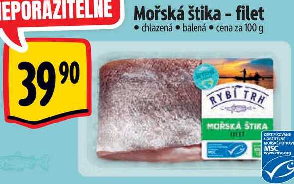 Mořská štika - filet, cena za 100 g 