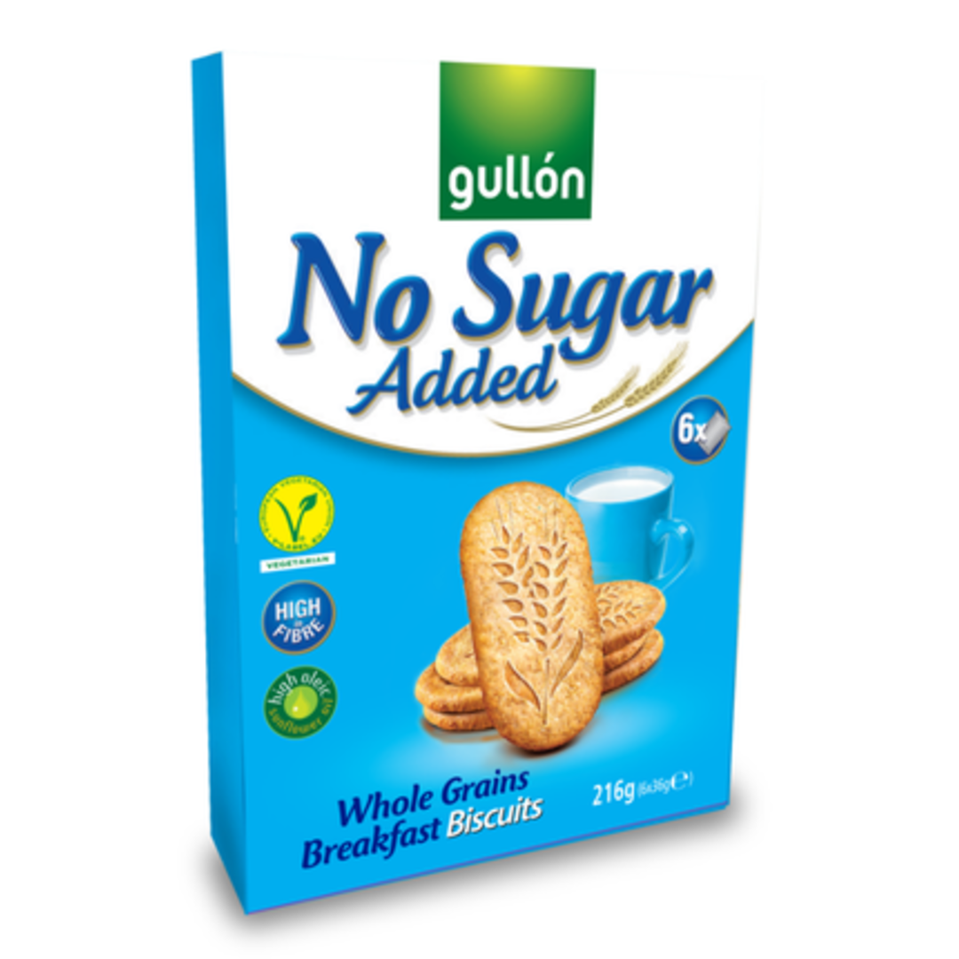Gullón Breakfast biscuits – Sušenky s celozrnnými cereáliemi, se sladidly, bez přídavku cukru v akci