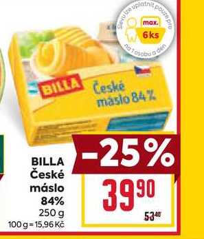 BILLA České máslo 84% 250 g