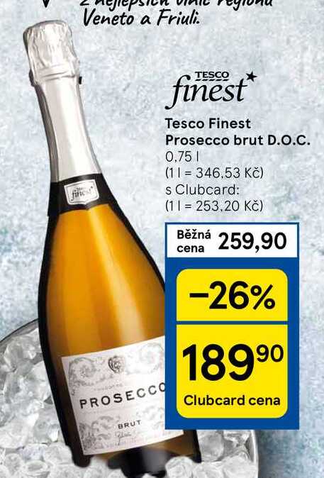 Tesco Finest Prosecco brut D.O.C., 0,75 l