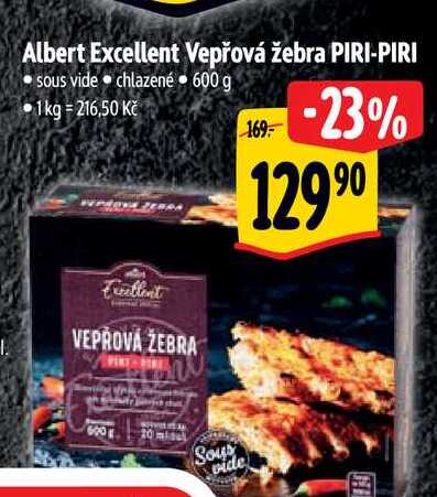 Albert Excellent Vepřová žebra PIRI-PIRI sous vide chlazené 600 g