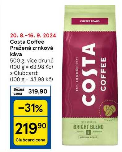 Costa Coffee Pražená zrnková káva, 500 g, více druhů