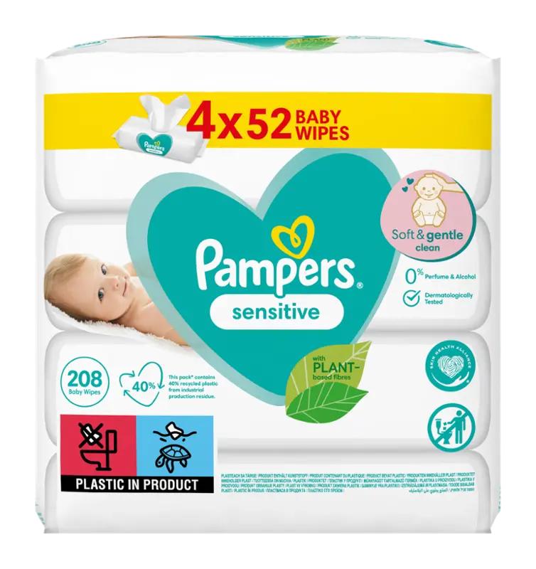 Pampers Dětské čisticí ubrousky Sensitive Baby, 208 ks