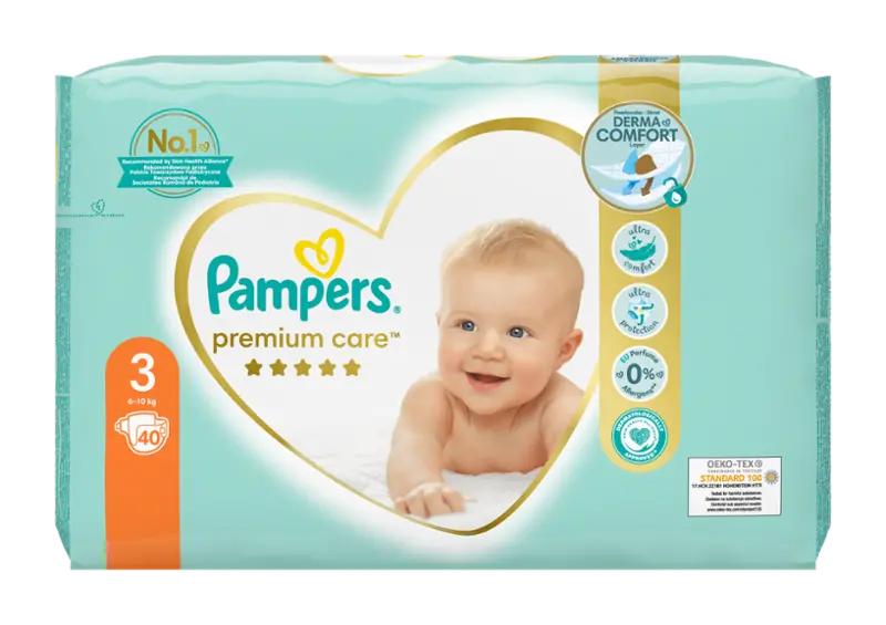 Pampers Plenky Premium Care 6 - 10 kg, vel. 3, 40 ks