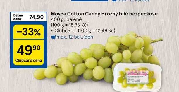 Moyca Cotton Candy Hrozny bílé bezpeckové, 400 g, balené