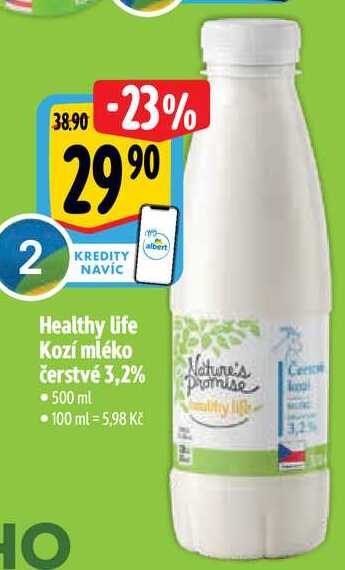 Healthy life Kozí mléko čerstvé 3,2% 500 ml