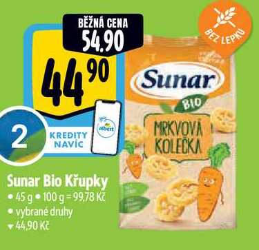 Sunar Bio Křupky 45 g vybrané druhy 