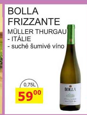 BOLLA FRIZZANTE MÜLLER THURGAU - ITÁLIE suché šumivé víno 0,75L 