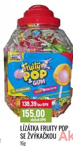 LÍZÁTKA FRUITY POP SE ŽVÝKAČKOU 16g 