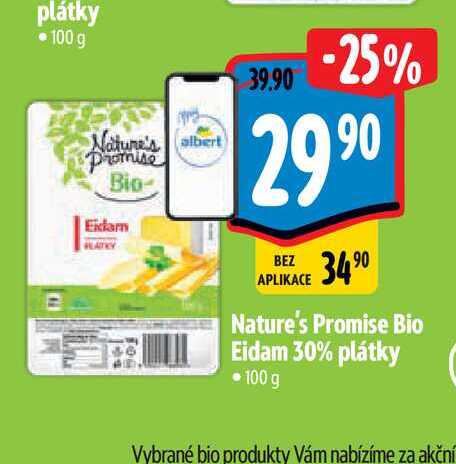   Nature's Promise Bio Eidam 30% plátky  100 g 