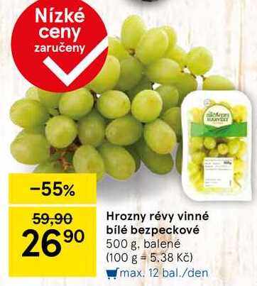 Hrozny révy vinné bílé bezpeckové, 500 g, balené 