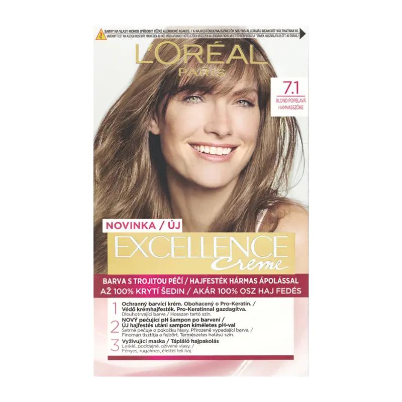 L'Oréal Barva na vlasy Excellence Creme 7.1 blond popelavá, 1 ks