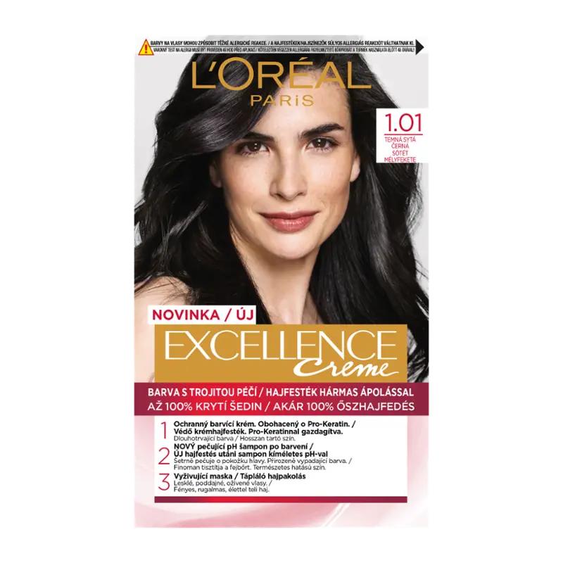 L'Oréal Barva na vlasy Excellence Creme 1.01 temná sytá černá, 1 ks