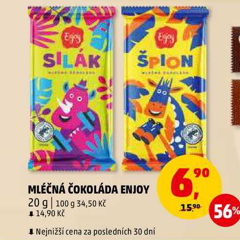 MLÉČNÁ ČOKOLÁDA ENJOY, 20 g