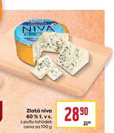 Zlatá niva 60% t. vs. z pultu lahůdek cena za 100 g