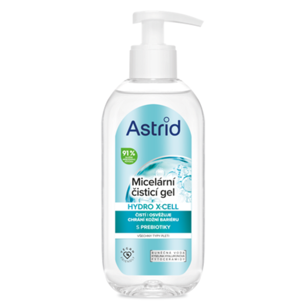 Astrid Hydro X-Cell Čistící micelární gel na tvář, oči a rty pro všechny typy pleti