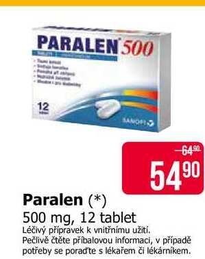 Paralen 500 mg, 12 tablet 