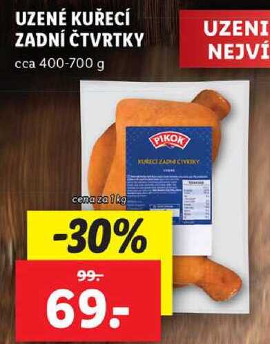 UZENÉ KUŘECÍ ZADNÍ ČTVRTKY, cena za 1 kg