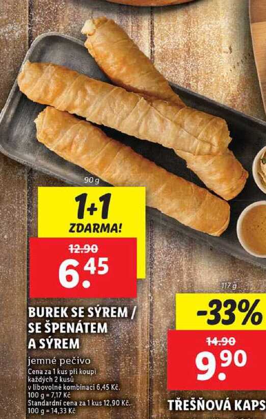 Burek se sýrem / se špenátem a sýrem, 90 g