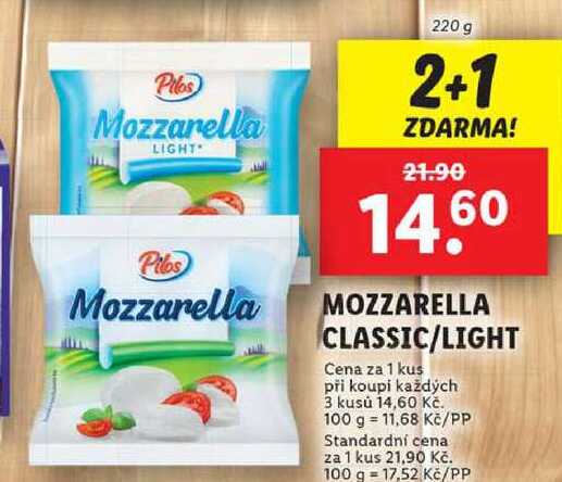 MOZZARELLA CLASSIC/LIGHT, 220 g